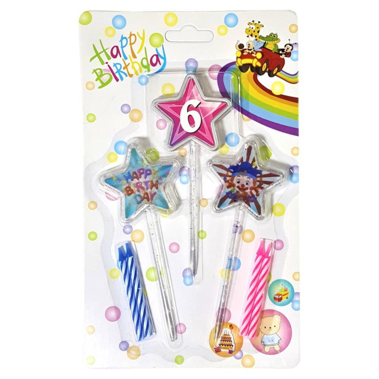 3D GÖRÜNÜMLÜ MUM 6 YAŞ YILDIZ MODELİ PEMBE 12.5CM PK:12