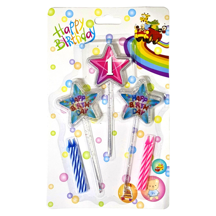 3D GÖRÜNÜMLÜ MUM 1 YAŞ YILDIZ MODELİ PEMBE 12.5CM PK:12