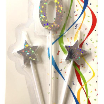 ÇUBUKLU YILDIZLI 0 RAKAM GÜMÜŞ MUM PK:12 ÇUBUKLU YILDIZLI 0 RAKAM GÜMÜŞ MUM PK:12