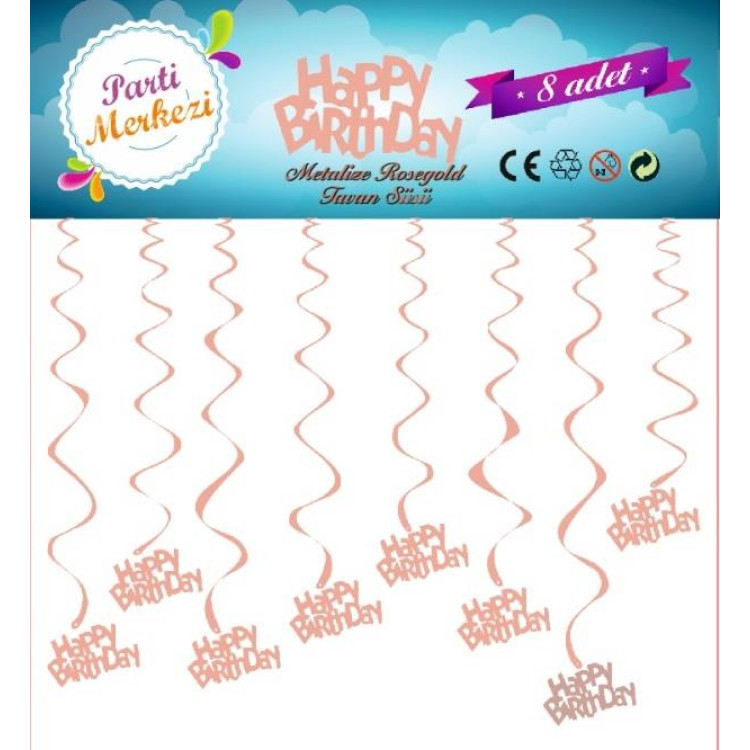 METALİZE ROSEGOLD HAPPY BİRTHDAY TAVAN SÜSÜ