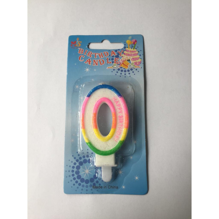 RENKLİ KLASİK 0 RAKAM MUM 7.5CM