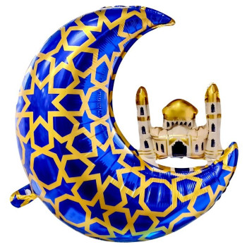 AY KUBBE RAMAZAN MAVİ FOLYO BALON 65,5*63 AY KUBBE RAMAZAN MAVİ FOLYO BALON 65,5*63