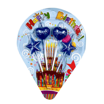 4 LÜ ÇUBUKLU LOVE 2 KALP 2 YILDIZ MAVİ MUM 4 LÜ ÇUBUKLU LOVE 2 KALP 2 YILDIZ MAVİ MUM