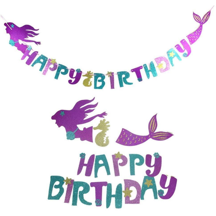 3D KALOGRAFİ DENİZ KIZI HAPPY BİRTHDAY UZAR YAZI