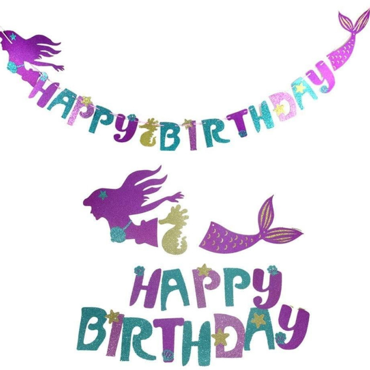 3D KALOGRAFİ DENİZ KIZI HAPPY BİRTHDAY UZAR YAZI