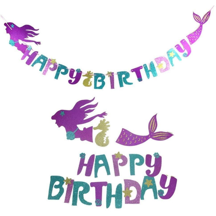 3D KALOGRAFİ DENİZ KIZI HAPPY BİRTHDAY UZAR YAZI