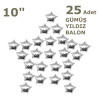 25 YILDIZLI 10 İNC GÜMÜŞ SET BALON
