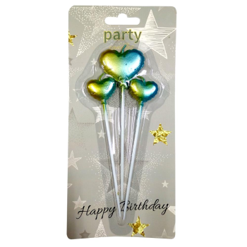 3 LÜ ÇUBUKLU GÖKKUŞAĞI KALP FİGÜRLÜ MUM 3 LÜ ÇUBUKLU GÖKKUŞAĞI KALP FİGÜRLÜ MUM