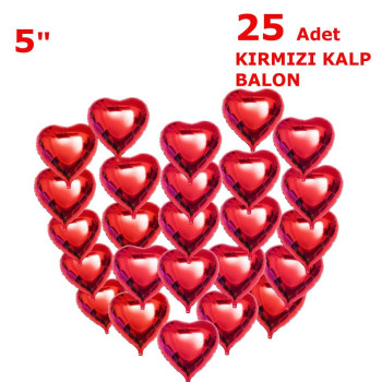 25 KALPLİ 5 İNC KALP KIRMIZI SET BALON 25 KALPLİ 5 İNC KALP KIRMIZI SET BALON