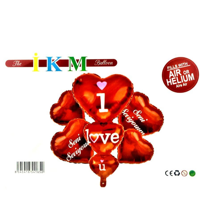 3 LÜ KALP I LOVE YOU KIRMIZI 5Lİ SET BALON