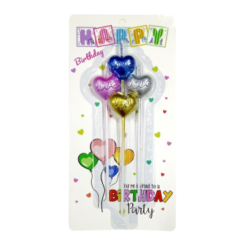 4 LÜ ÇUBUKLU LOVE KALP RENKLİ MUM 4 LÜ ÇUBUKLU LOVE KALP RENKLİ MUM