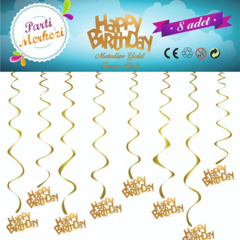 METALİZE GOLD HAPPY BİRTHDAY TAVAN SÜSÜ METALİZE GOLD HAPPY BİRTHDAY TAVAN SÜSÜ