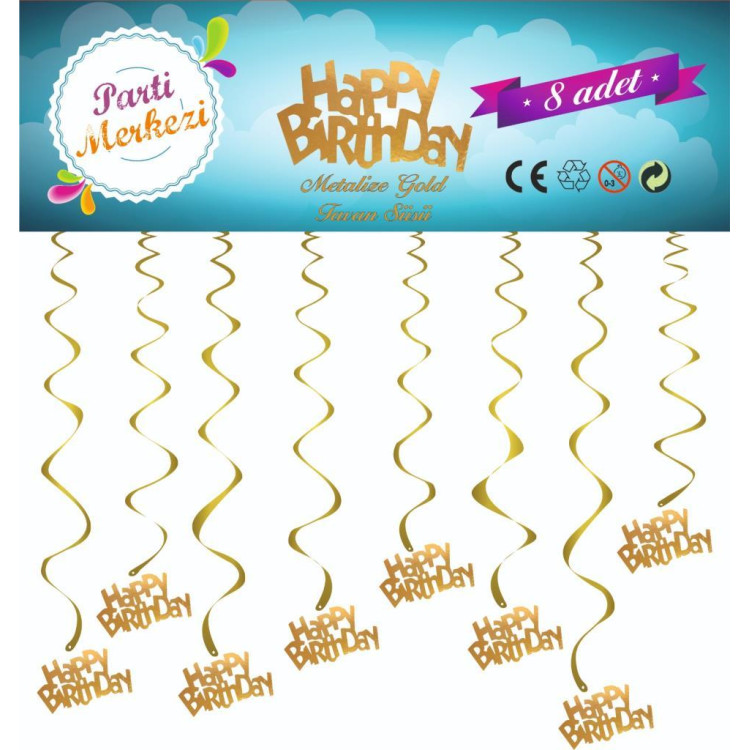 METALİZE GOLD HAPPY BİRTHDAY TAVAN SÜSÜ