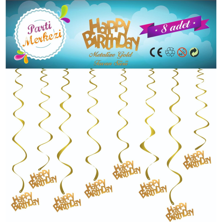 METALİZE GOLD HAPPY BİRTHDAY TAVAN SÜSÜ