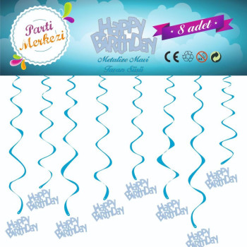 METALİZE MAVİ HAPPY BİRTHDAY TAVAN SÜSÜ METALİZE MAVİ HAPPY BİRTHDAY TAVAN SÜSÜ