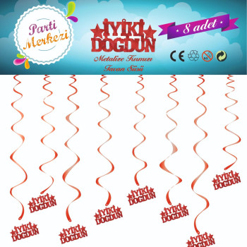 METALİZE KIRMIZI İYİKİ DOĞDUN TAVAN SÜSÜ