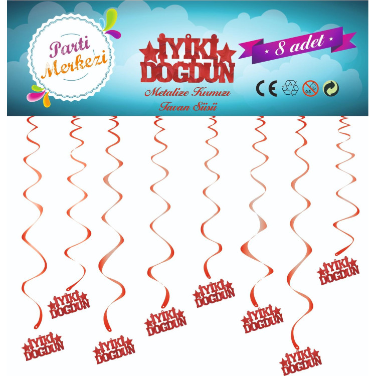 METALİZE KIRMIZI İYİKİ DOĞDUN TAVAN SÜSÜ