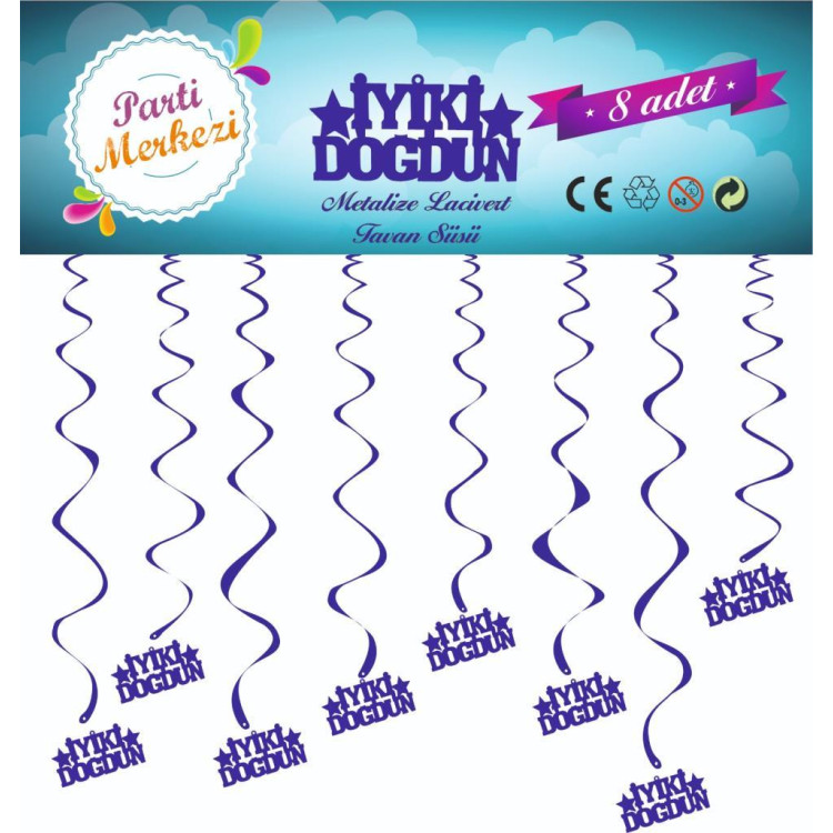 METALİZE LACİVERT İYİKİ DOĞDUN TAVAN SÜSÜ