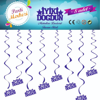 METALİZE LACİVERT İYİKİ DOĞDUN TAVAN SÜSÜ