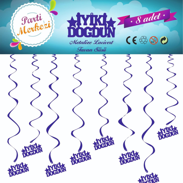 METALİZE LACİVERT İYİKİ DOĞDUN TAVAN SÜSÜ