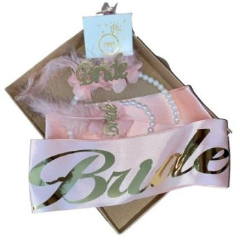 BRİDE PEMBE ÜSTÜ GOLD KUŞAK TAÇ SET BRİDE PEMBE ÜSTÜ GOLD KUŞAK TAÇ SET
