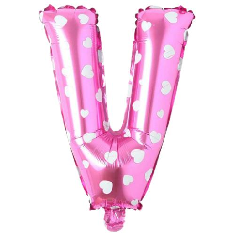 V- HARF 16 İNC PEMBE RENK BALON 36 CM V- HARF 16 İNC PEMBE RENK BALON 36 CM