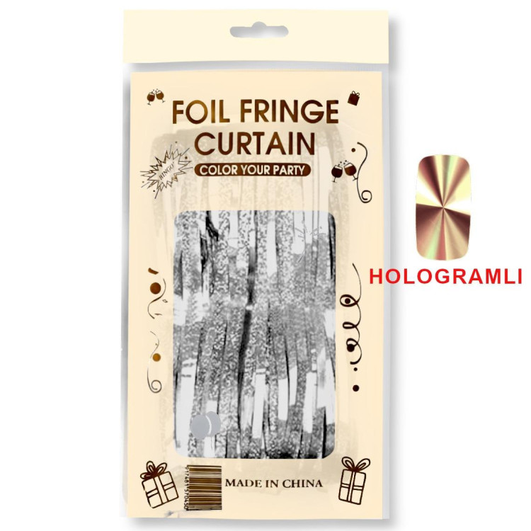 İTHAL METALİZE HOLOGRAM GÜMÜŞ MASA ETEĞİ 70*300cm