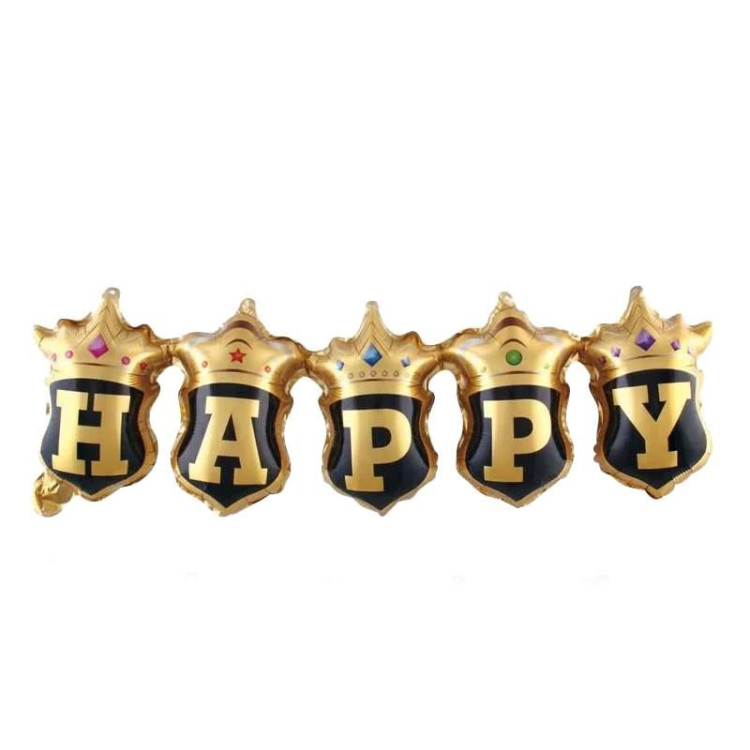 TEKLİ TAÇLI HAPPY GOLD KONSEPT FOLYO BALON 23*81