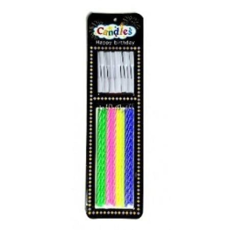 12 Lİ RENKLİ İNCE BURGULU MUM
