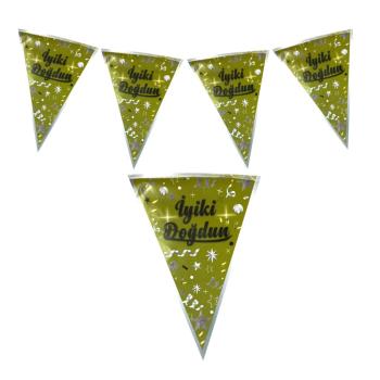 İYİKİ DOĞDUN GOLD ÜÇGEN FLAMA İYİKİ DOĞDUN GOLD ÜÇGEN FLAMA