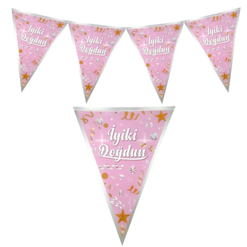 İYİKİ DOĞDUN PEMBE ÜÇGEN FLAMA İYİKİ DOĞDUN PEMBE ÜÇGEN FLAMA