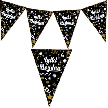 İYİKİ DOĞDUN SİYAH ÜÇGEN FLAMA İYİKİ DOĞDUN SİYAH ÜÇGEN FLAMA