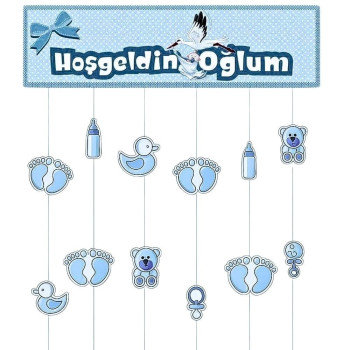 HOŞGELDİN OĞLUM MAVİ KARTON KAPI PERDESİ 70*200 cm HOŞGELDİN OĞLUM MAVİ KARTON KAPI PERDESİ 70*200 cm