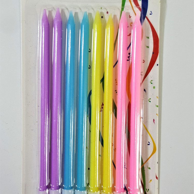 8 Lİ MAKARON RENKLİ MUM 14CM