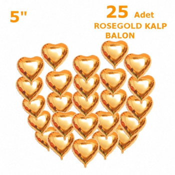 25 KALPLİ 5 İNC KALP ROSEGOLD SET BALON 25 KALPLİ 5 İNC KALP ROSEGOLD SET BALON