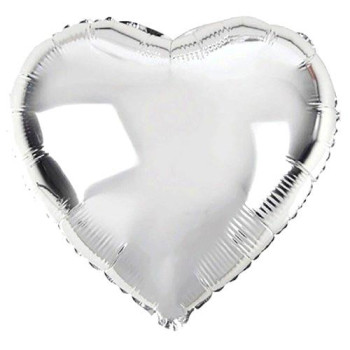 24 İNC KALP GÜMÜŞ RENK FOLYO BALON