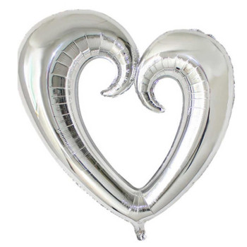 ORTASI BOŞ KALP GÜMÜŞ FOLYO BALON 100 CM ORTASI BOŞ KALP GÜMÜŞ FOLYO BALON 100 CM