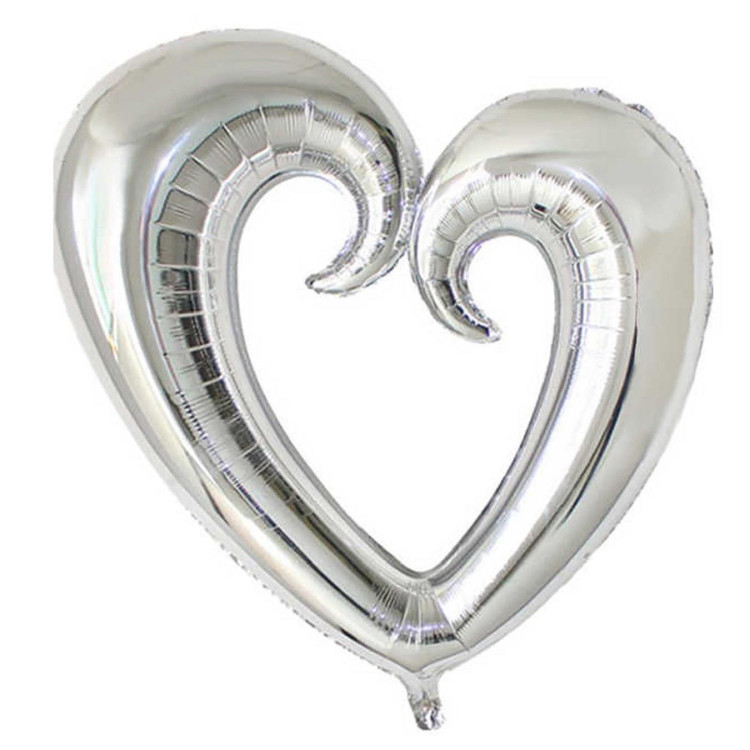 ORTASI BOŞ KALP GÜMÜŞ FOLYO BALON 100 CM ORTASI BOŞ KALP GÜMÜŞ FOLYO BALON 100 CM