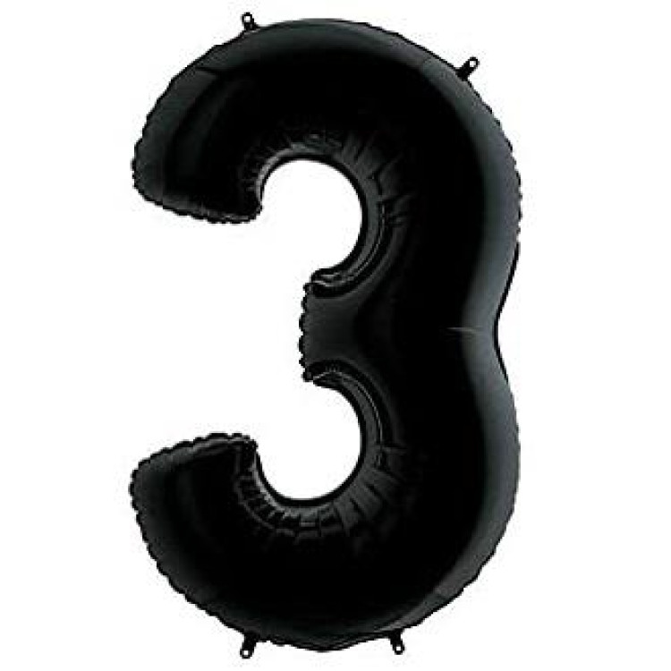 3- RAKAM 40 İNC SİYAH RENK BALON 100 CM 3- RAKAM 40 İNC SİYAH RENK BALON 100 CM