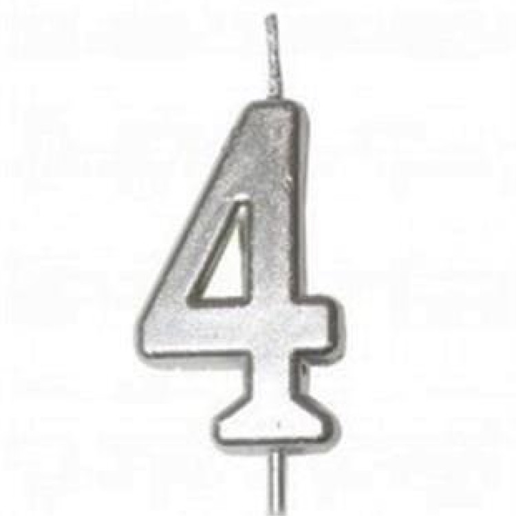 KÜÇÜK BOY 4 RAKAM GÜMÜŞ MUM 8CM KÜÇÜK BOY 4 RAKAM GÜMÜŞ MUM 8CM
