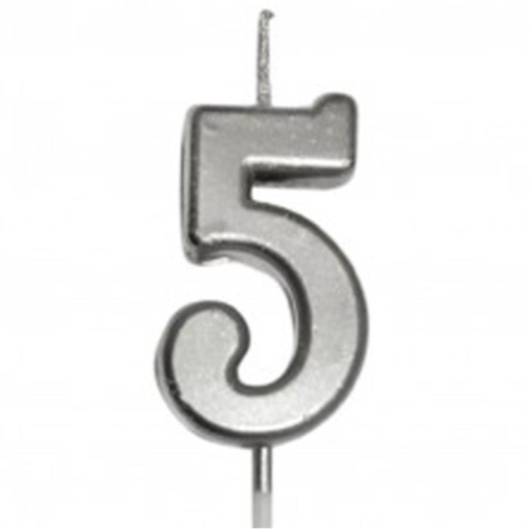 KÜÇÜK BOY 5 RAKAM GÜMÜŞ MUM 8CM KÜÇÜK BOY 5 RAKAM GÜMÜŞ MUM 8CM