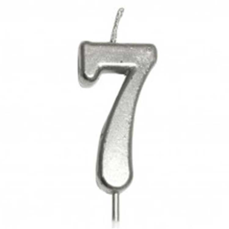 KÜÇÜK BOY 7 RAKAM GÜMÜŞ MUM 8CM KÜÇÜK BOY 7 RAKAM GÜMÜŞ MUM 8CM