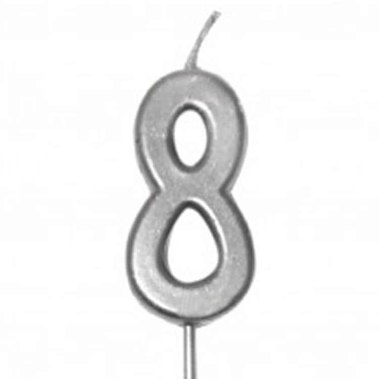 KÜÇÜK BOY 8 RAKAM GÜMÜŞ MUM 8CM KÜÇÜK BOY 8 RAKAM GÜMÜŞ MUM 8CM