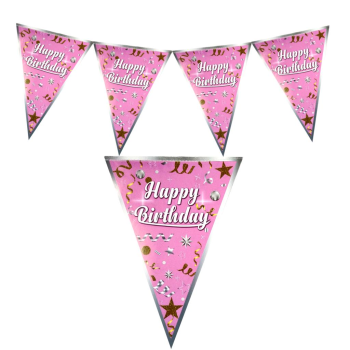 HAPPY BİRTHDAY PEMBE ÜÇGEN FLAMA HAPPY BİRTHDAY PEMBE ÜÇGEN FLAMA