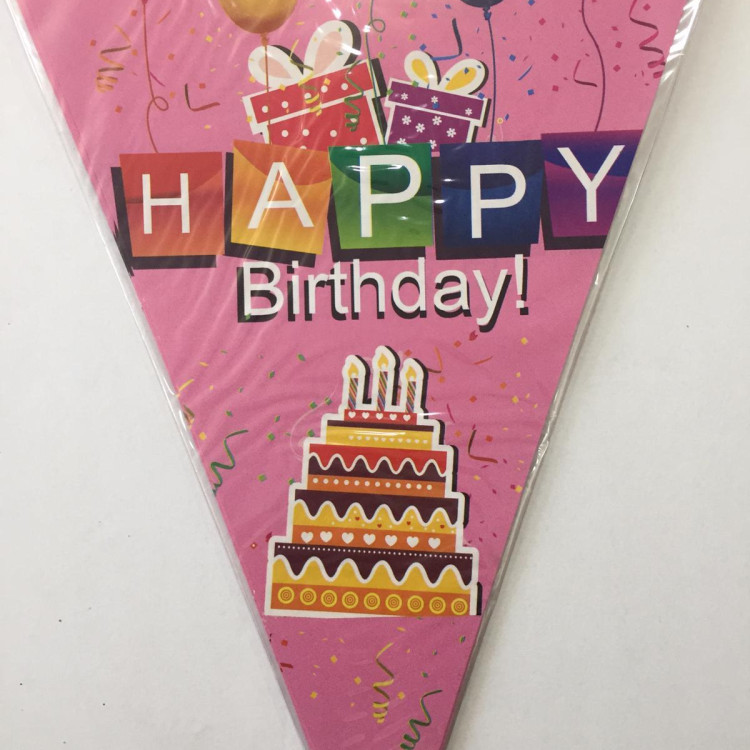 HAPPY BİRTHDAY PEMBE ÜÇGEN FLAMA