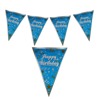 HAPPY BİRTHDAY MAVİ ÜÇGEN FLAMA HAPPY BİRTHDAY MAVİ ÜÇGEN FLAMA