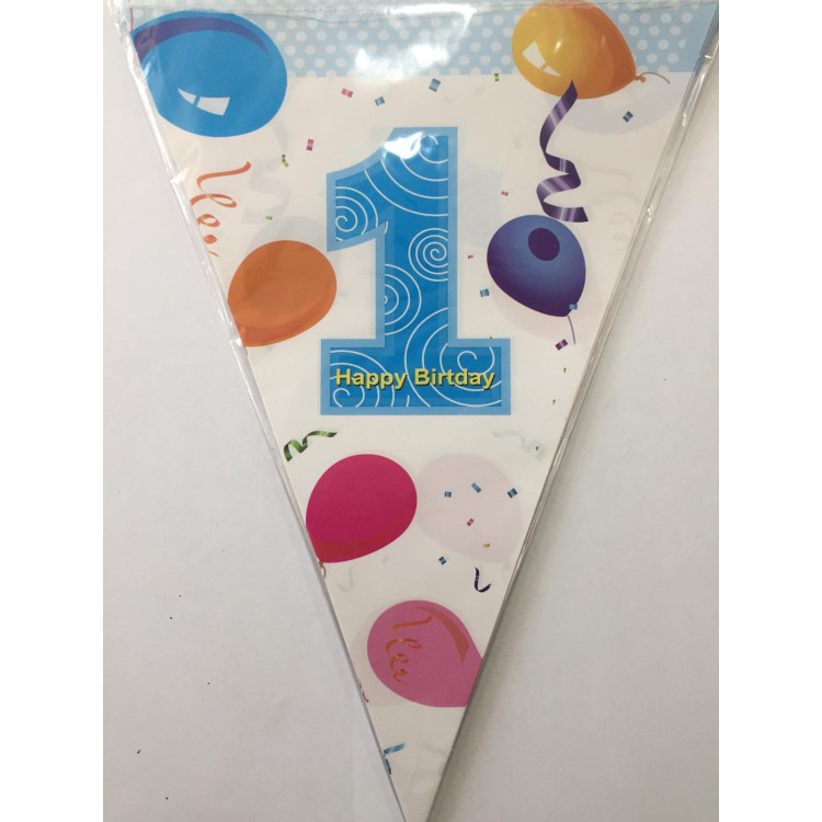 HAPPY BİRTHDAY MAVİ ÜÇGEN FLAMA