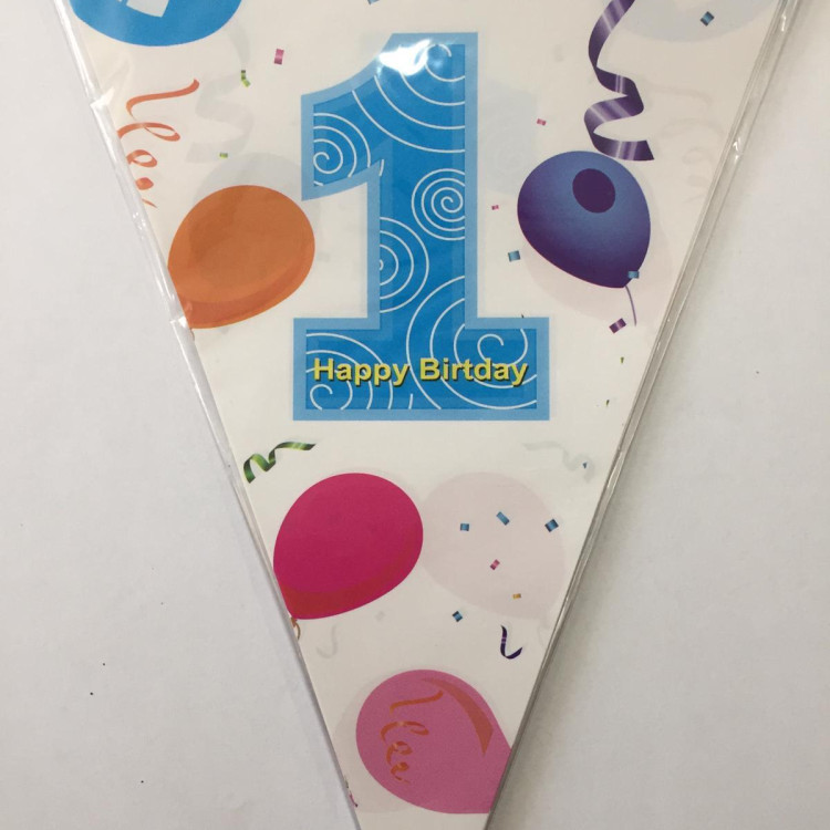 HAPPY BİRTHDAY MAVİ ÜÇGEN FLAMA