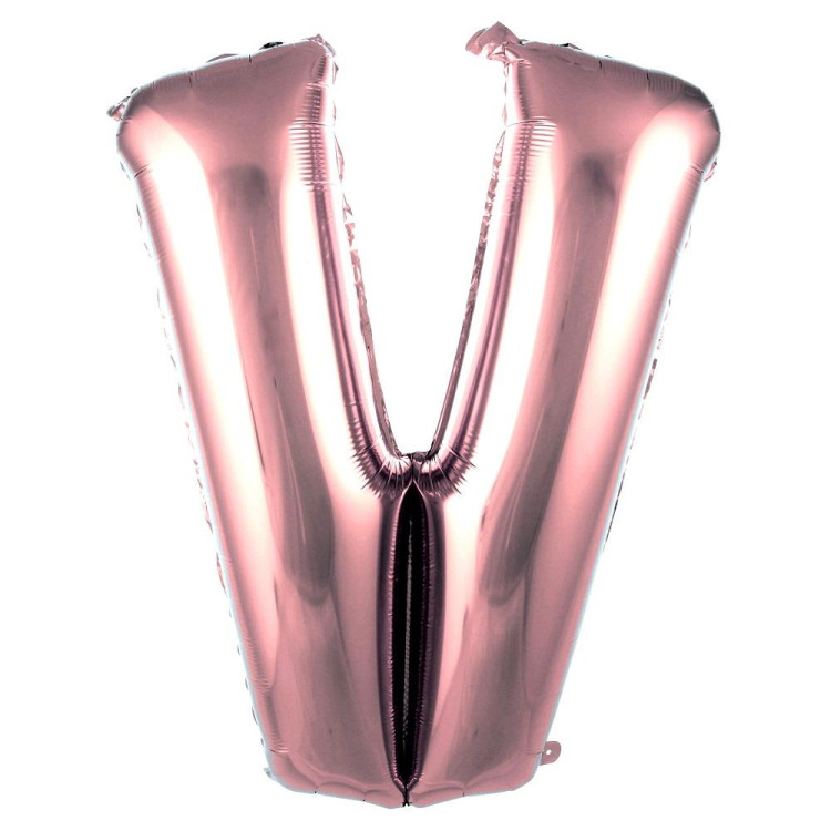 V- HARF 40 İNC ROSEGOLD RENK BALON 100 CM V- HARF 40 İNC ROSEGOLD RENK BALON 100 CM