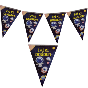 UZAY TEMALI İYİKİ DOĞDUN ÜÇGEN FLAMA